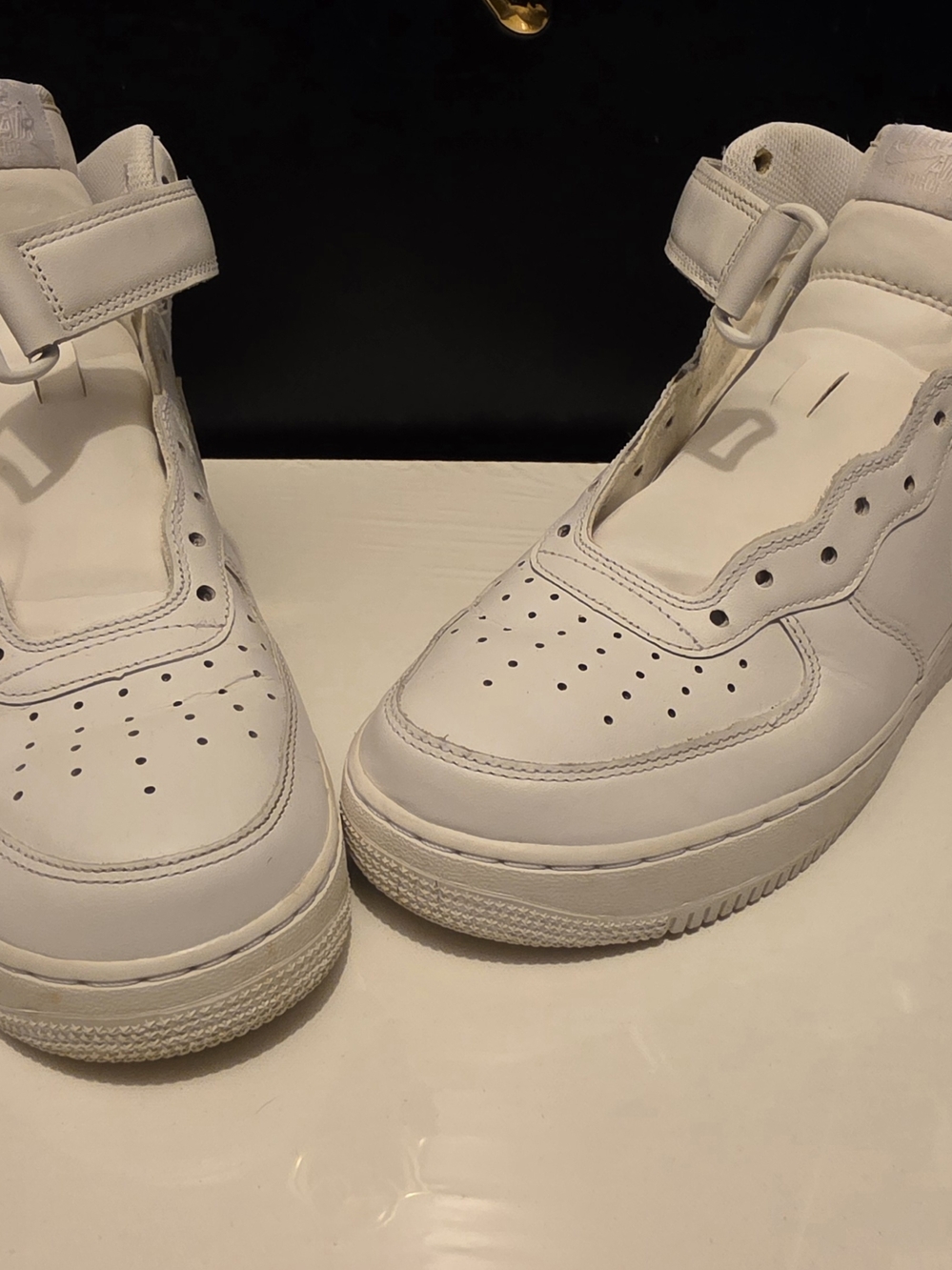Nike White High-Top Strap Sneakers
